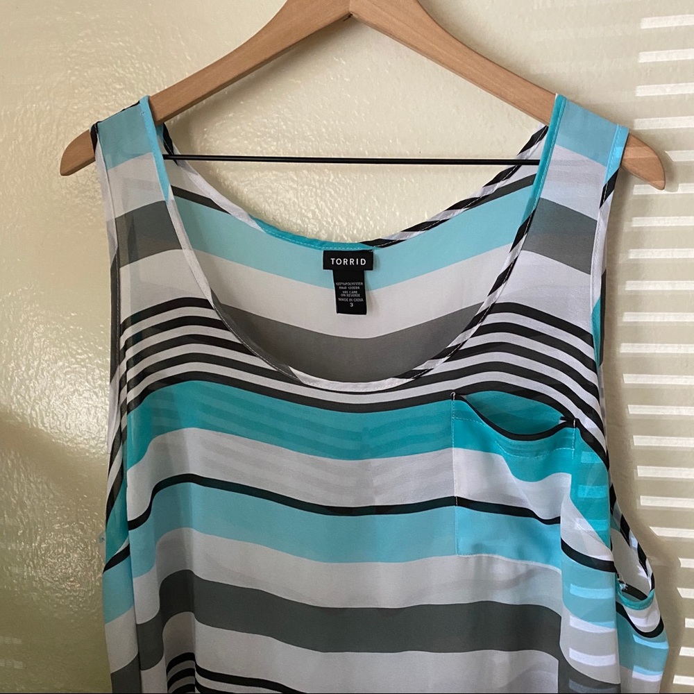 Torrid | Striped Chiffon Tank Top - Picture 3 of 6